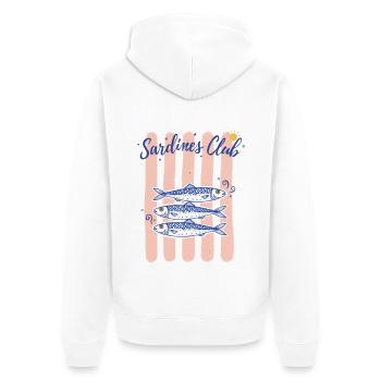 Sardines Club - Vintage Sea Design - Unisex Premium Organic Zip Hoodie - white - Back - Thijin (182cm)