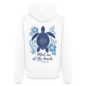 Meet me at the Beach – Schildkröte im Mandala-Stil - Unisex Premium Bio Zip Hoodie - Weiß - Hinten - Thijin (182cm)