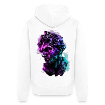 Neon Statue Antike Büste Vaporwave Cyberpunk - Unisex Premium Bio Zip Hoodie - Weiß - Hinten - Thijin (182cm)