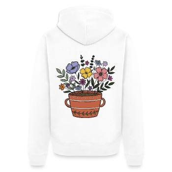 Blume - Unisex Premium Bio Zip Hoodie - Weiß - Hinten - Thijin (182cm)