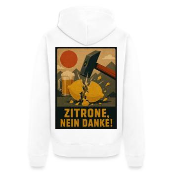 Zitrone? Nein Danke! -  No Radler - Unisex Premium Bio Zip Hoodie - Weiß - Hinten - Thijin (182cm)
