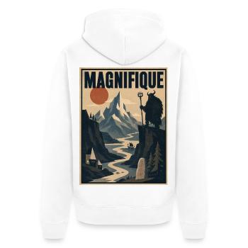 Magnifique – Gallischer Wächter - Unisex Premium Bio Zip Hoodie - Weiß - Hinten - Thijin (182cm)