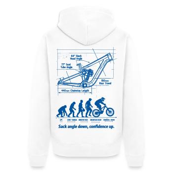 Plan de l’évolution MTB : descente pleine suspension - Veste à capuche bio Premium Unisexe - blanc - Dos - Thijin (182cm)