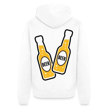 2 Toasting Beer Bottles (Beery / POS 2C) - Unisex Premium Organic Zip Hoodie - white - Back - Thijin (182cm)