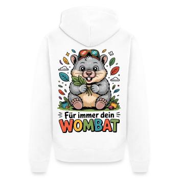 Für immer Dein Wombat - Unisex Premium Bio Zip Hoodie - Weiß - Hinten - Thijin (182cm)