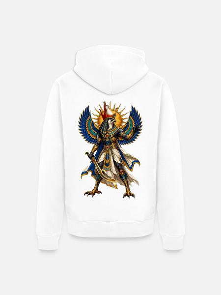 Horus Krieger mit Sonnenstern - Unisex Premium Bio Zip Hoodie - Weiß