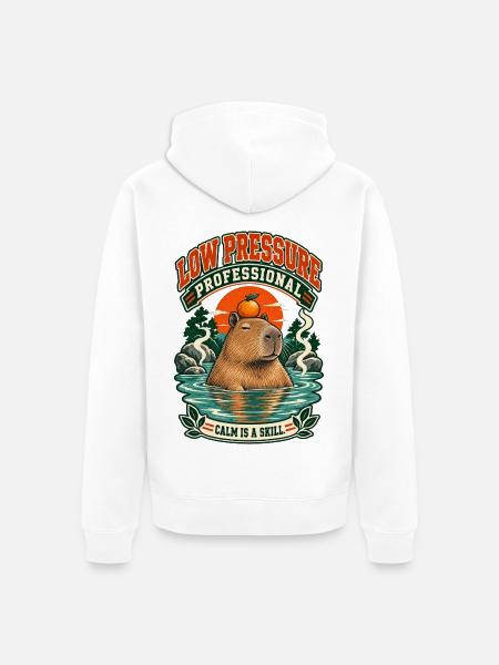 Capybara – Niederdruck-Profi - Unisex Premium Bio Zip Hoodie - Weiß