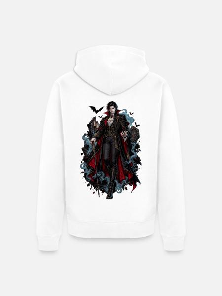 Adliger Vampir im Barockcape - Unisex Premium Bio Zip Hoodie - Weiß