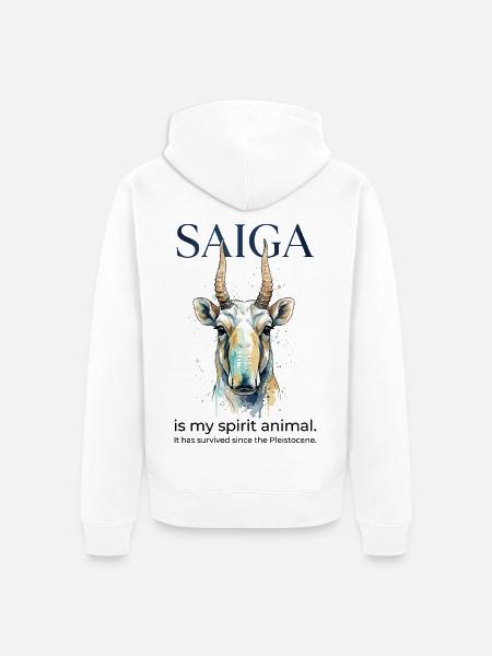 Saiga Antelope Spirit Animal - Unisex Premium Bio Zip Hoodie - Weiß