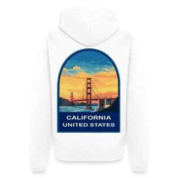 Kalifornien, USA Golden Gate Bridge Reiseabzeichen - Unisex Premium Bio Zip Hoodie - Weiß - Hinten - Thijin (182cm)