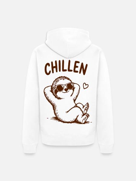Chillen-Sloth mit Sonnenbrille - Unisex Premium Bio Zip Hoodie - Weiß