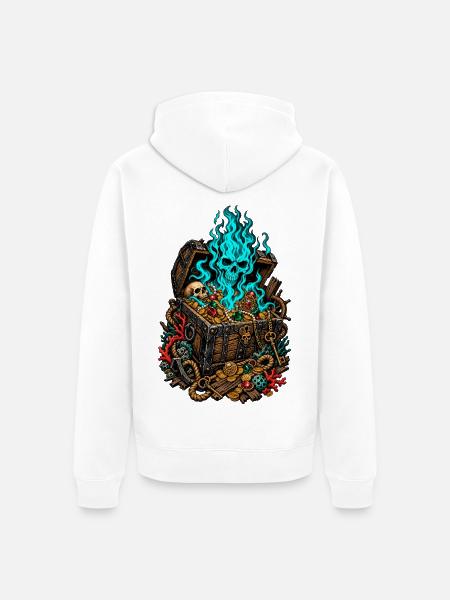 Blaues Flammen-Tresor - Unisex Premium Bio Zip Hoodie - Weiß