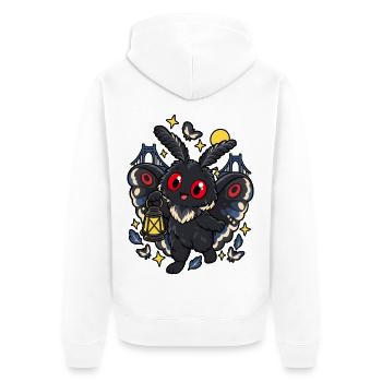 Nachtfalter-Kobold mit Laterne - Unisex Premium Bio Zip Hoodie - Weiß - Hinten - Thijin (182cm)