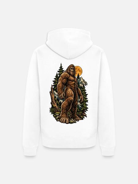 Bigfoot im Mondlichtwald - Unisex Premium Bio Zip Hoodie - Weiß