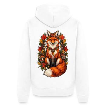 Herbstfuchs im Herbstlaub - Unisex Premium Bio Zip Hoodie - Weiß - Hinten - Thijin (182cm)