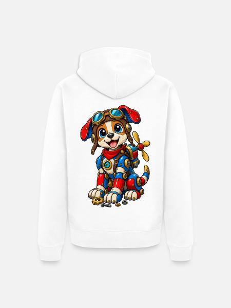 Steampunk Hundebot - Unisex Premium Bio Zip Hoodie - Weiß