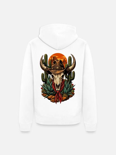 Wüsten-Schädel Cowboy - Unisex Premium Bio Zip Hoodie - Weiß