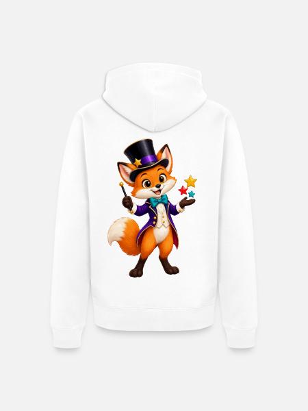 Zaubernder Fuchs Magier-Charakter - Unisex Premium Bio Zip Hoodie - Weiß