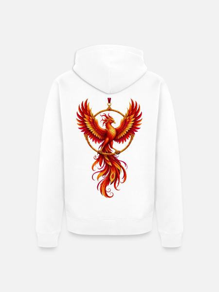 Phönix im Feuerring - Unisex Premium Bio Zip Hoodie - Weiß