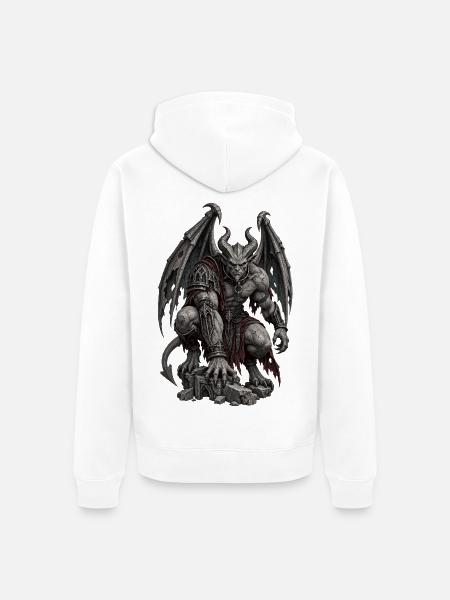 Dämonischer Flügelkrieger - Unisex Premium Bio Zip Hoodie - Weiß