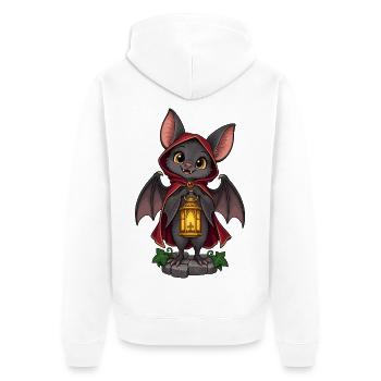 Spukfledermaus mit Laterne - Unisex Premium Bio Zip Hoodie - Weiß - Hinten - Thijin (182cm)