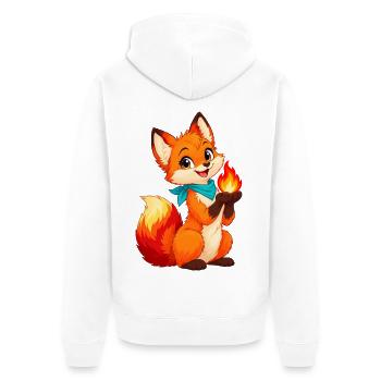 Fuchs mit Funkenflamme - Unisex Premium Bio Zip Hoodie - Weiß - Hinten - Thijin (182cm)