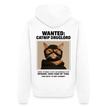 Catnip Druglord / Süße kleiner Dieb! - Unisex Premium Bio Zip Hoodie - Weiß - Hinten - Thijin (182cm)