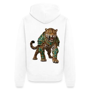 Jaguargolem in Smaragdrüstung - Unisex Premium Bio Zip Hoodie - Weiß - Hinten - Thijin (182cm)