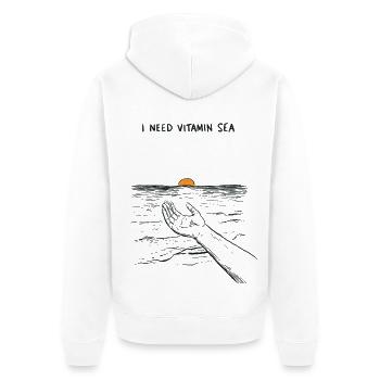Vitamine sea - Unisex Premium Bio Zip Hoodie - Weiß - Hinten - Thijin (182cm)