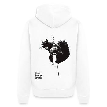 Berlin locals - Unisex Premium Bio Zip Hoodie - Weiß - Hinten - Thijin (182cm)