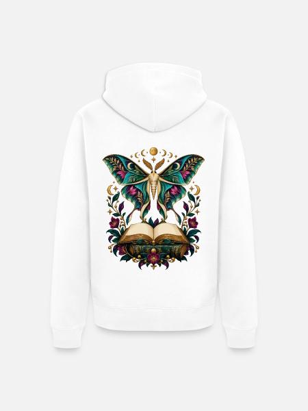 Buchfalter Mondzauber - Unisex Premium Bio Zip Hoodie - Weiß