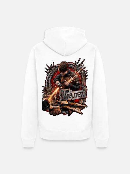 Der Schweißer Funkenkraft - Unisex Premium Bio Zip Hoodie - Weiß