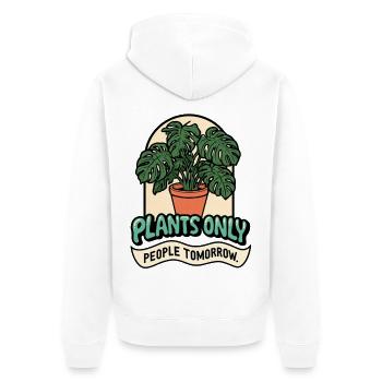 Monstera TODAY! - Unisex Premium Bio Zip Hoodie - Weiß - Hinten - Thijin (182cm)