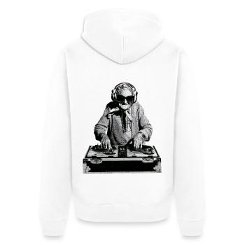DJ Oma - Unisex Premium Bio Zip Hoodie - Weiß - Hinten - Thijin (182cm)