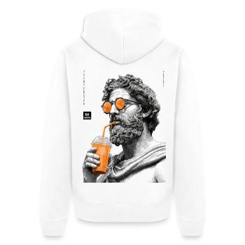 Thinking and drinkin - Unisex Premium Bio Zip Hoodie - Weiß - Hinten - Thijin (182cm)