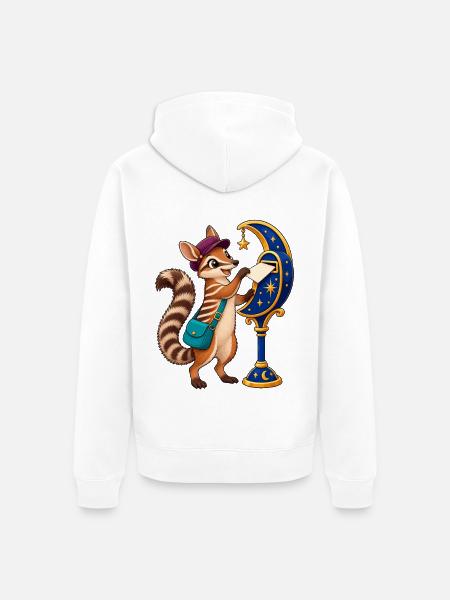 Mondnacht-Postläufer Eichhörnchen - Unisex Premium Bio Zip Hoodie - Weiß