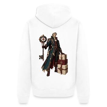 Runenmagier mit Geschenken - Unisex Premium Bio Zip Hoodie - Weiß - Hinten - Thijin (182cm)