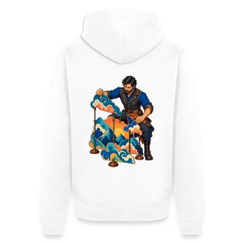 Wolkenkulissen-Szenenmeister mit Bergsonne - Unisex Premium Bio Zip Hoodie - Weiß - Hinten - Thijin (182cm)