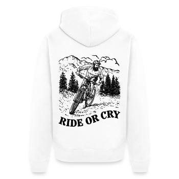 Ride or cry - Unisex Premium Bio Zip Hoodie - Weiß - Hinten - Thijin (182cm)