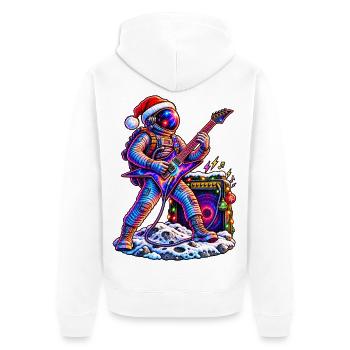 KOSMISCHER ROCKER | Santas lautester Helfer - Unisex Premium Bio Zip Hoodie - Weiß - Hinten - Thijin (182cm)