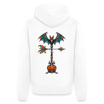 Gothic Halloween-Wetterfahne Kürbis - Unisex Premium Bio Zip Hoodie - Weiß - Hinten - Thijin (182cm)