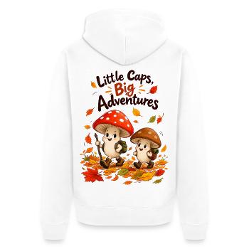 Kleine Pilze große Abenteuer - Unisex Premium Bio Zip Hoodie - Weiß - Hinten - Thijin (182cm)