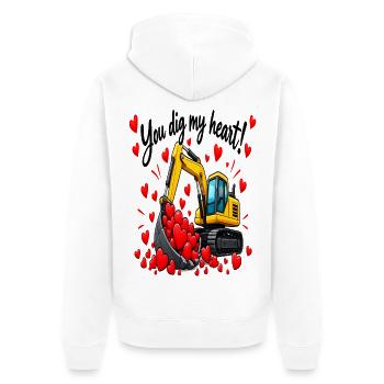 Ein Ausgräber, der Herzen liebt - Unisex Premium Bio Zip Hoodie - Weiß - Hinten - Thijin (182cm)