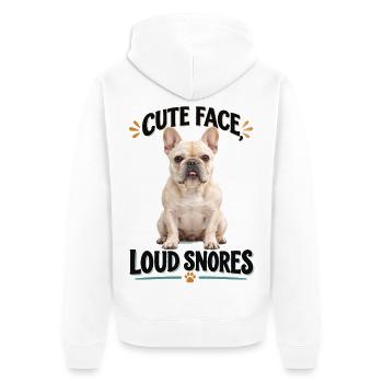  Cute Face Loud Snores Französische Bulldogge Und - Unisex Premium Bio Zip Hoodie - Weiß - Hinten - Thijin (182cm)