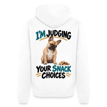  Im Judging Your Snack Choices Französische - Unisex Premium Bio Zip Hoodie - Weiß - Hinten - Thijin (182cm)