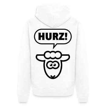 Hurz! (Lamm / Sketch / Lustig / Total Normal / B) - Unisex Premium Bio Zip Hoodie - Weiß - Hinten - Thijin (182cm)