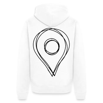 Standort handgezeichnet - Unisex Premium Bio Zip Hoodie - Weiß - Hinten - Thijin (182cm)
