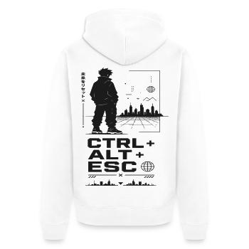 CTRL ALT ESC Skyline Retro - Unisex Premium Bio Zip Hoodie - Weiß - Hinten - Thijin (182cm)