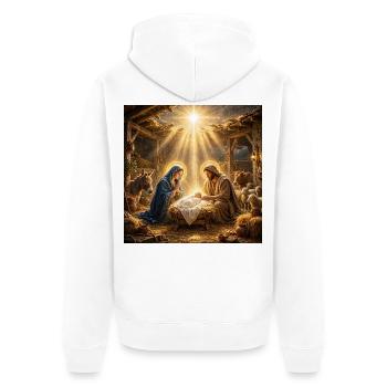 Jesus, katholisch, Krippe, Beten zu Jesus, Christ - Unisex Premium Bio Zip Hoodie - Weiß - Hinten - Thijin (182cm)
