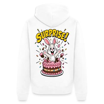 Überraschungs-Kaninchen-Geburtstagskuchen - Unisex Premium Bio Zip Hoodie - Weiß - Hinten - Thijin (182cm)